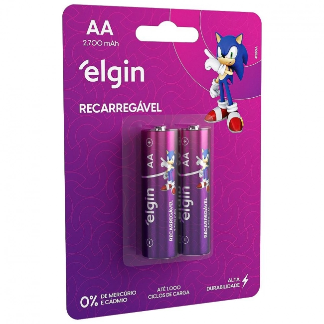 Pilha Recarregável AA 2700 mAh Cartela com 2 Elgin