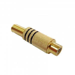 Plug RCA Fêmea Metal Dourado e Preto